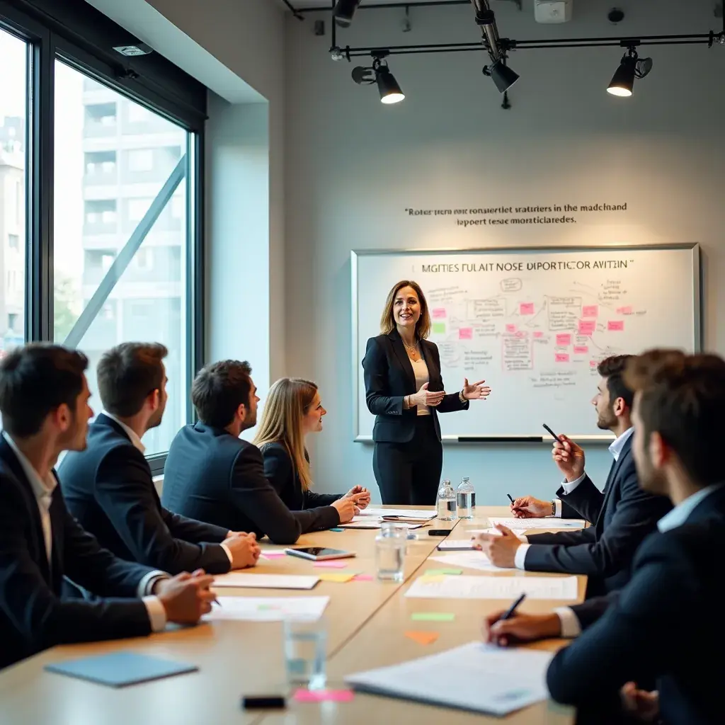 Team di esperti in discussione su strategie di crescita.