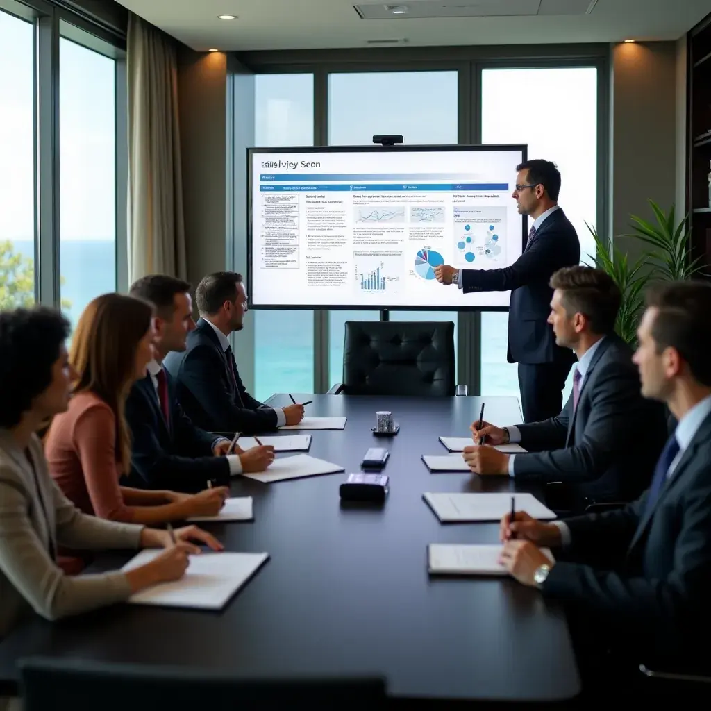 Consulenti che analizzano dati finanziari e di mercato.