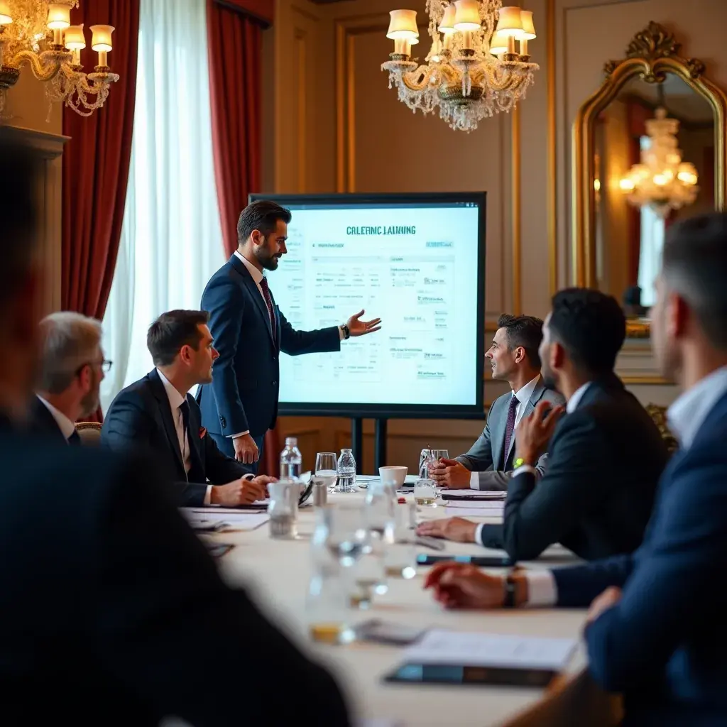 Gruppo di professionisti durante una consulenza aziendale.